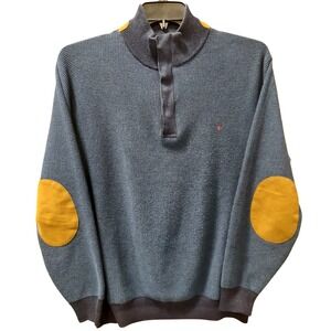 Tricot Marine Quarter-Zip‎ Pullover Sweater Elbow Patch Soft Pima Cotton XL